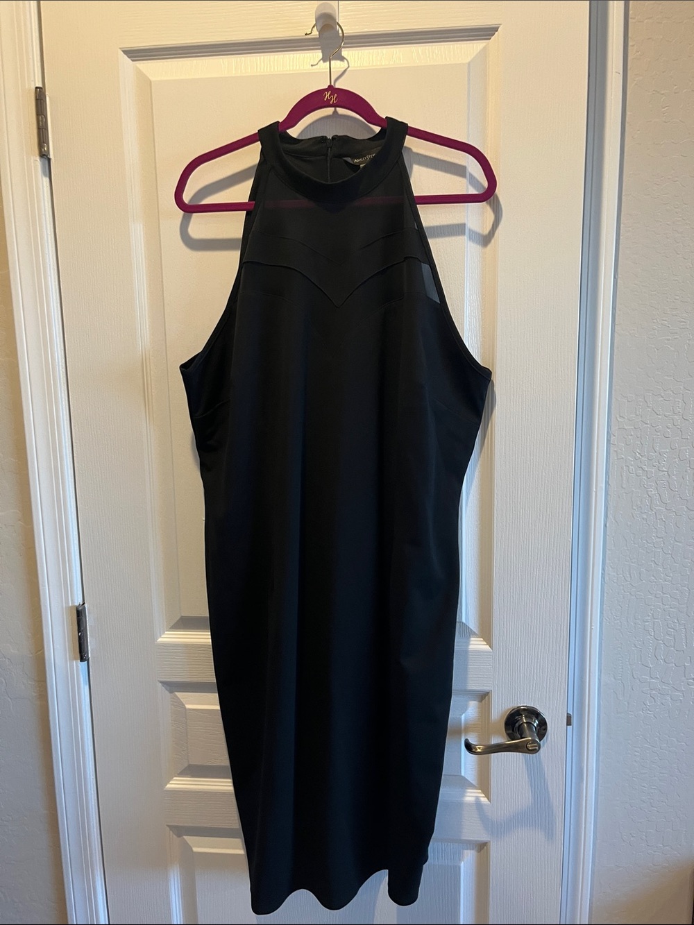 Ashley Stewart Black High-Neck Midi Sheath Dress 🪻